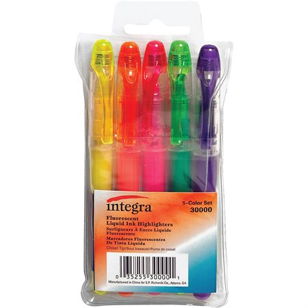 Integra Liquid Highlighters Package of 5 assorted