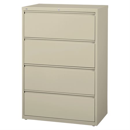 Lateral File 4 drawers. 42 x 19 x 52-1 / 2 in. H. 195 lbs. putty