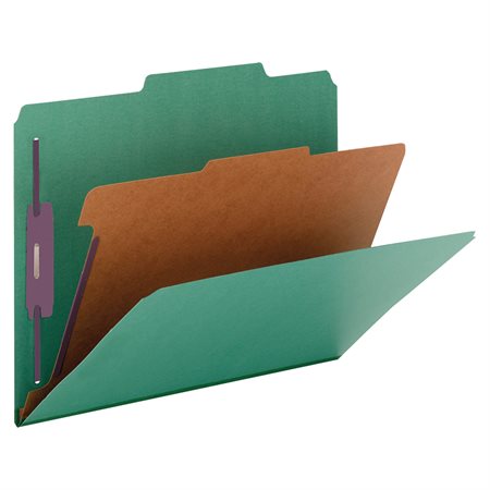 Classification Folders with Fasteners Legal size, 1 divider green