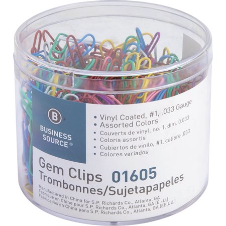 Vinyl-Coated Gem Clips Assorted colours #1 (box 500)