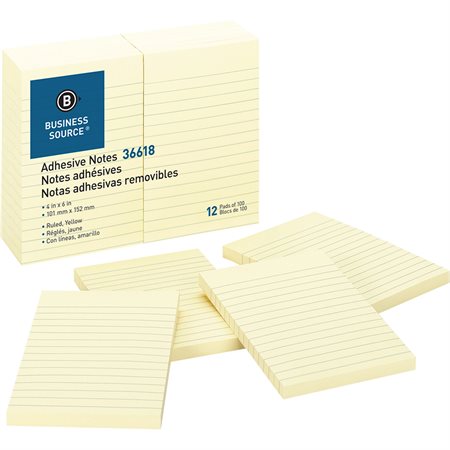 Self Adhesive Notes Package of 12 4 x 6 po. Ruled.