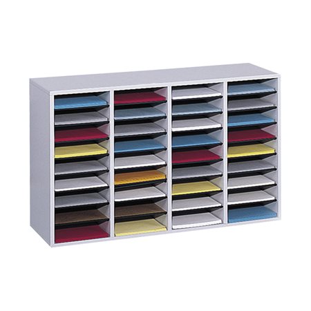 Wood Mailroom Organizer 36 compartments. 39-1 / 4 x 11-3 / 4 x 24 in. H grey