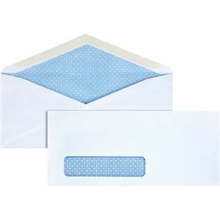 White Envelope Security. V flap. With window. #10. 4-1 / 8 x 9-1 / 2 in.