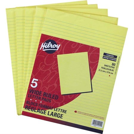 Canary Figuring Pad Ruled 5 / 16”. 8-3 / 4 x 10-7 / 8”. 80 sheets. Bond.