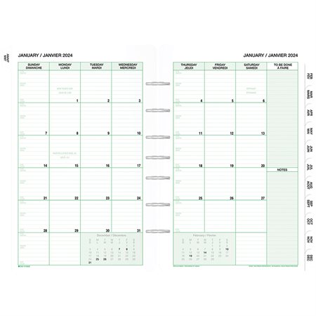 Desk Size Refills and Accessories (2024) Dated refills - bilingual 1 month / 2 pages