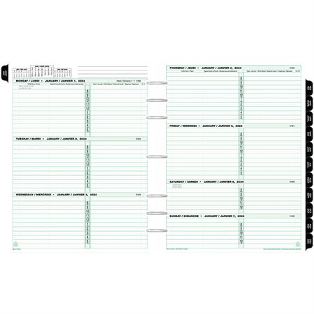 Folio Size Refills and Accessories (2025) Dated refills -bilingual 1 week / 2 pages