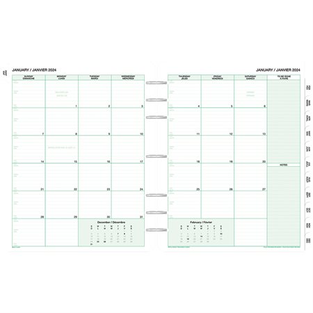 Folio Size Refills and Accessories (2025) Dated refills -bilingual 1 month / 2 pages