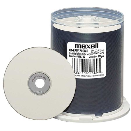 48x writable and printable CD-Rom On spindle, package of 100