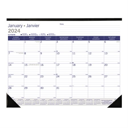 DuraGlobe Monthly Desk Pad Calendar (2025) bilingual