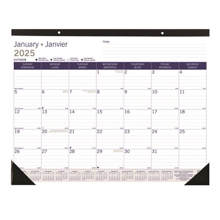 DuraGlobe Monthly Desk Pad Calendar (2024) bilingual