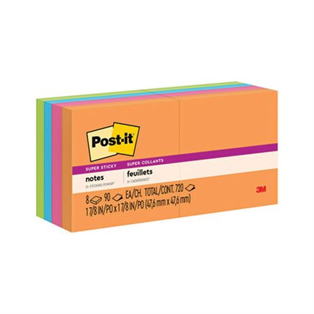 Post-it® Super Sticky Notes - Energy Boost Collection 2 x 2 po 90-sheet pad (pkg 8)