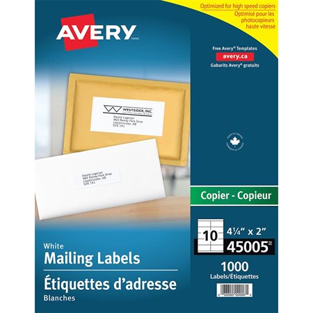 White Mailing Labels for Copier 4-1 / 4 x 2" (1000)