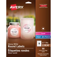 Printable Glossy Labels Round 2-1/2 in. (90 labels)