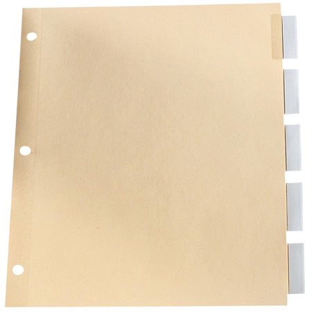 Insertable Tab Dividers Letter. 3-hole punched. Clear. 5 tabs