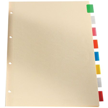 Insertable Tab Dividers Legal. 4-hole punched. Assorted colours. 8 tabs