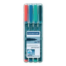 Lumocolor® Permanent Marker Medium. 1.0 mm Package of 4 assorted colours