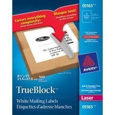 Étiquettes rectangulaires blanches Boîte de 100 feuilles 8-1/2 x 11” (100)