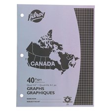 Cahier d'exercices Canada Quadrillé. 4 carrés/pouce, 40 pages.