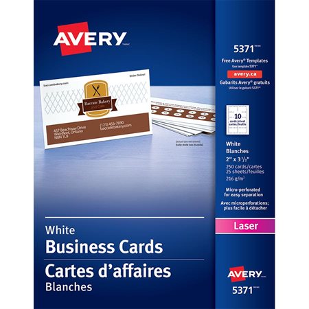 Cartes professionnelles Paquet de 250 blanc