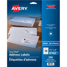 Easy Peel® White Mailing Labels Package of 25 sheets 4 x 1-1/3" (350)