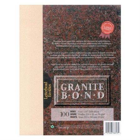 Papier Granite Bond Paquet de 100 ivoire