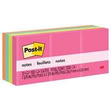 Feuillets Post-it® - collection Peptitude Unis 1-1/2 x 2 po (pqt 12)