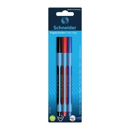 Slider Edge Ballpoint Pens Package of 3 assorted colours