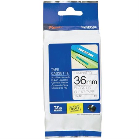 36 mm P-Touch TZe Printing Tape Cassette black on clear