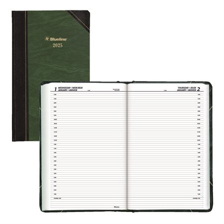 Agenda quotidien (2023) Couverture verte, rendez-vous aux 30 minutes bilingue