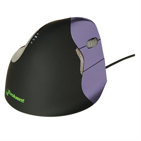 Evoluent 4 Ergonomic Vertical Mouse Wired, small size right-handed, black / purple