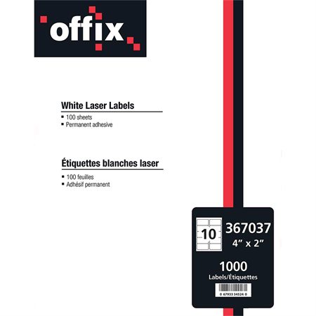 Offix® White Labels 4 x 2" (1000)