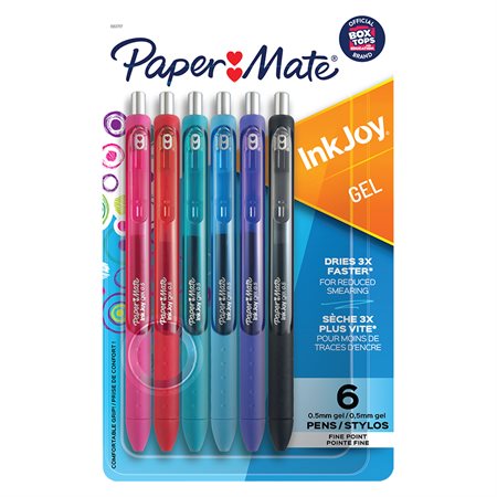 InkJoy® Gel Retractable Ballpoint Pen 0.7 mm. Package of 6 assorted colors