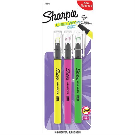 Clear View Stick Highlighter Package of 3. assorted