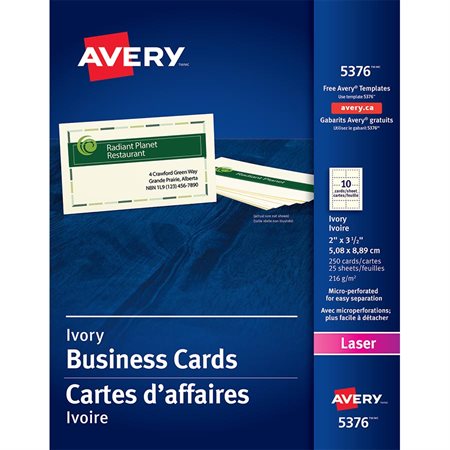 Business Cards Package of 250 ivory