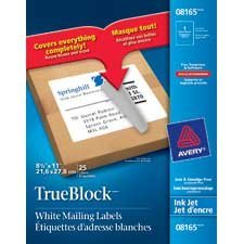 TrueBlock™ White Mailing Labels 8-1/2 x 11” (25)