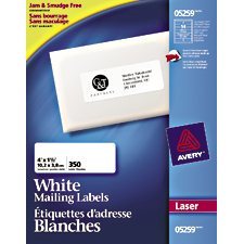 Étiquettes rectangulaires blanches Easy Peel® Paquet de 25 feuilles 4 x 1-1/2"  (350)