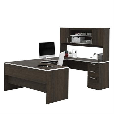 Ridgeley U-Shaped Workstation chocolate / black