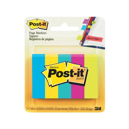 Post-It® Page Markers 5 pads of 100 page markers bright colours