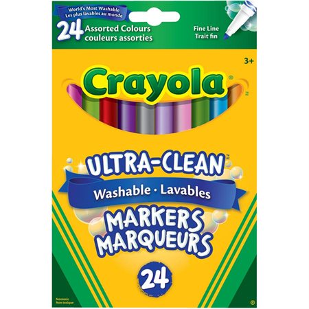 Ultra-Clean Washable Markers Fine tip assorted colours - box of 24