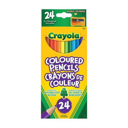 Crayons à colorier en bois Crayola® Boîte de 24 avec taille-crayon