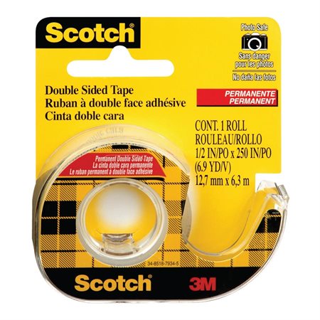 Ruban adhésif double face Scotch® Permanent 12 mm x 6,3 m.