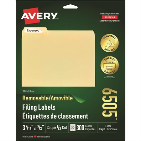 Removable Filing Labels white