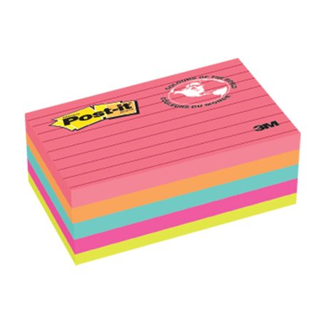 Post-it® Notes – Poptimistic Collection 3 x 5 in., lined 100-sheet pad (pkg 5)