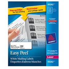 Étiquettes rectangulaires blanches Easy Peel® Paquet de 25 feuilles 4 x 1-1/3" (350)