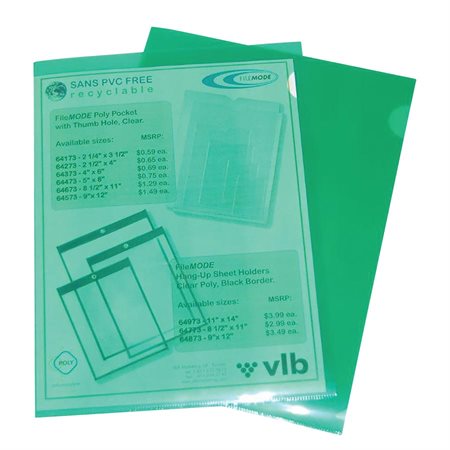 Protective File Pockets 12 x 9-5 / 8 in green