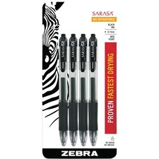 Sarasa® Retractable Rollerball Pen 0.7 mm. Package of 4 black