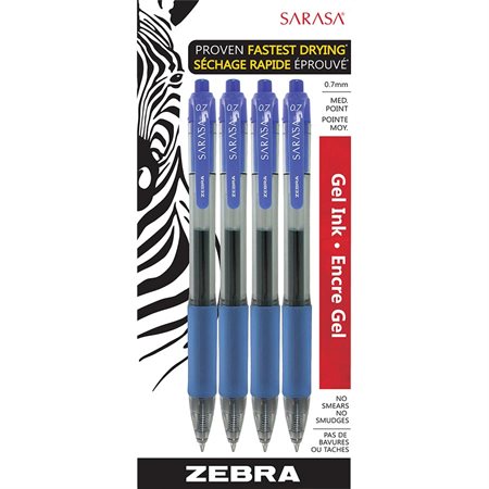 Sarasa® Retractable Rollerball Pen 0.7 mm. Package of 4 blue