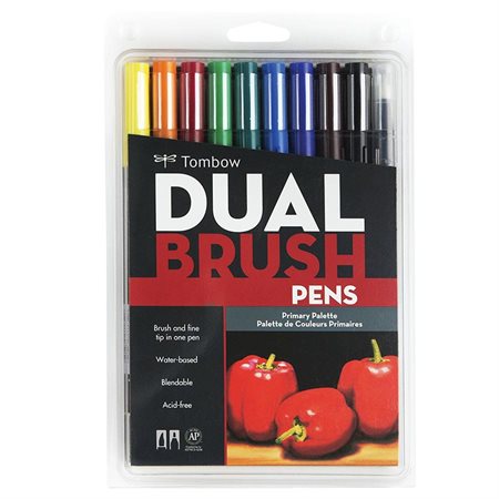 Dual Brush Marker Set primary colours