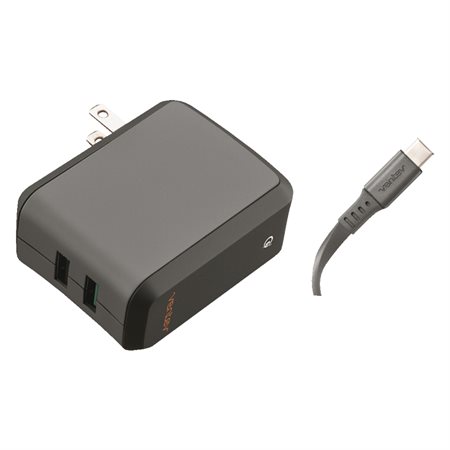 Wall Charger Dual USB Qualcomm 3.0 Includes a USB-C cable.