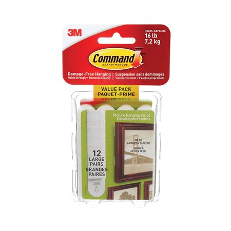 Command™ Picture Hanging Strips Package of 12 white, holds up to16 lbs